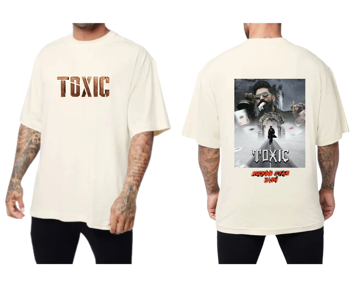 066 TOXIC Oversized T-Shirt BLACK, WHITE, HALF WHITE